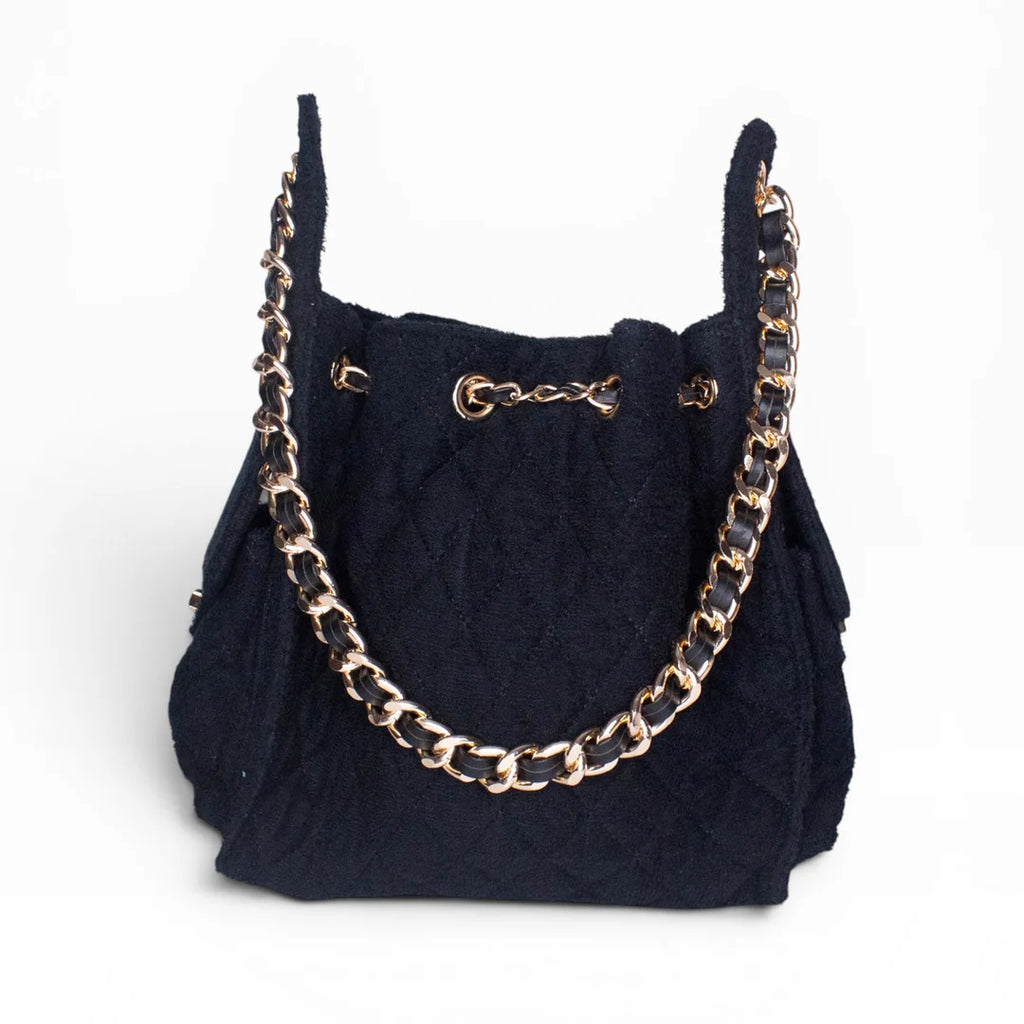 Bayshore Terry Cloth Bucket Bag Small - Black