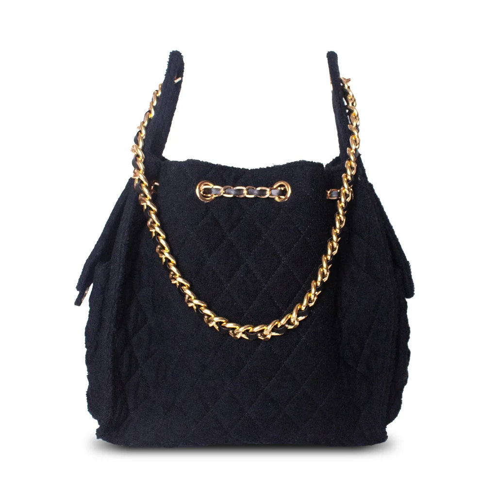 Bayshore Terry Cloth Bucket Bag Medium - Black