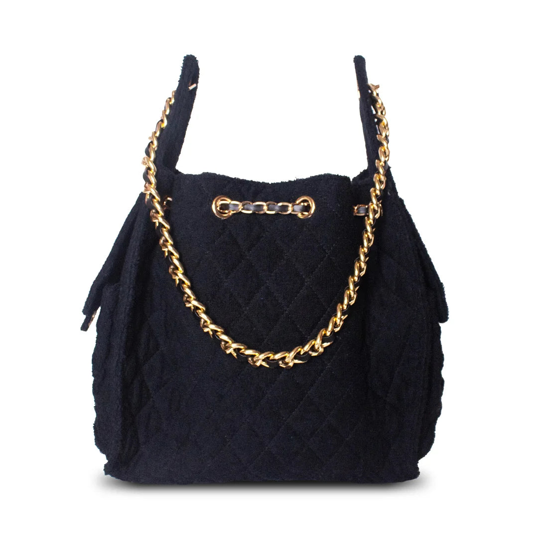Bayshore Terry Cloth Bucket Bag Medium - Black