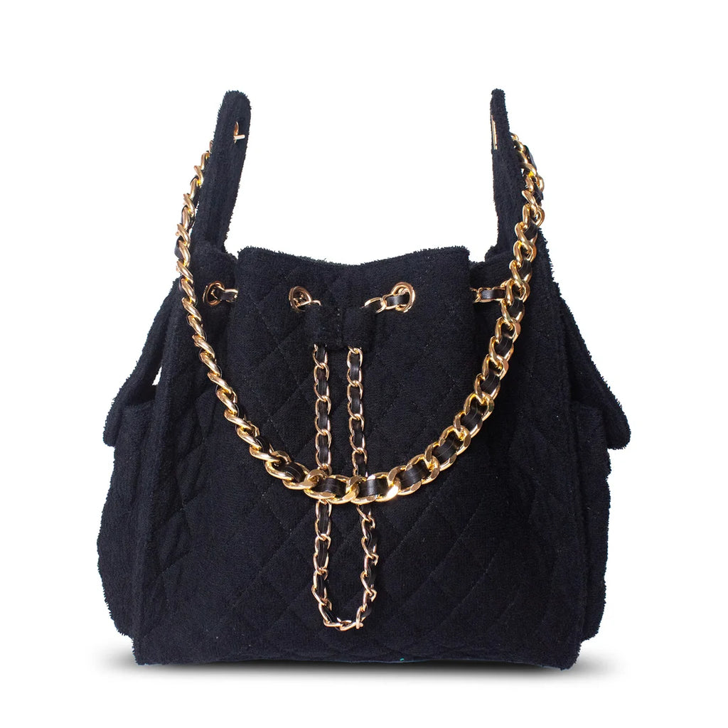 Bayshore Terry Cloth Bucket Bag Medium - Black