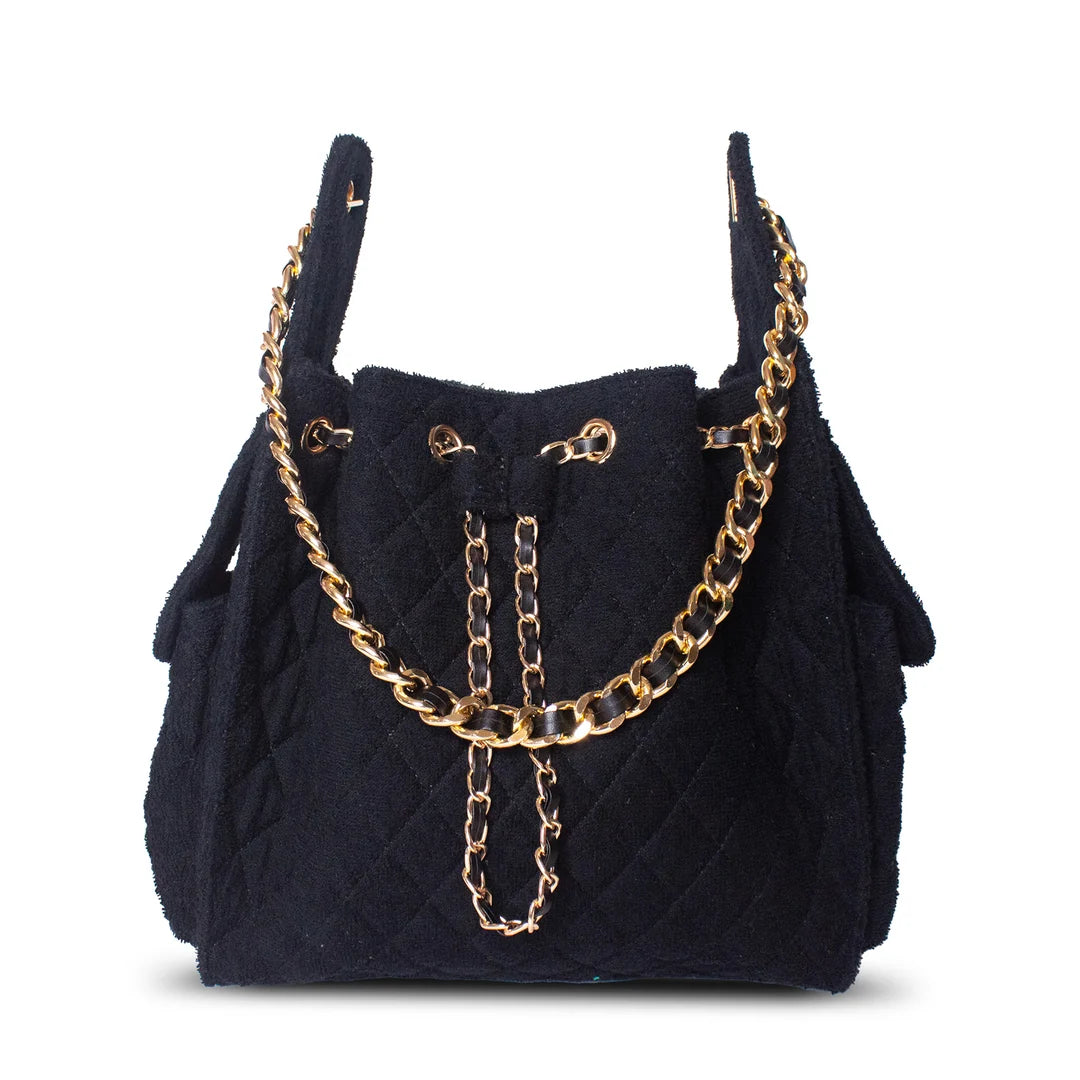 Bayshore Terry Cloth Bucket Bag Medium - Black