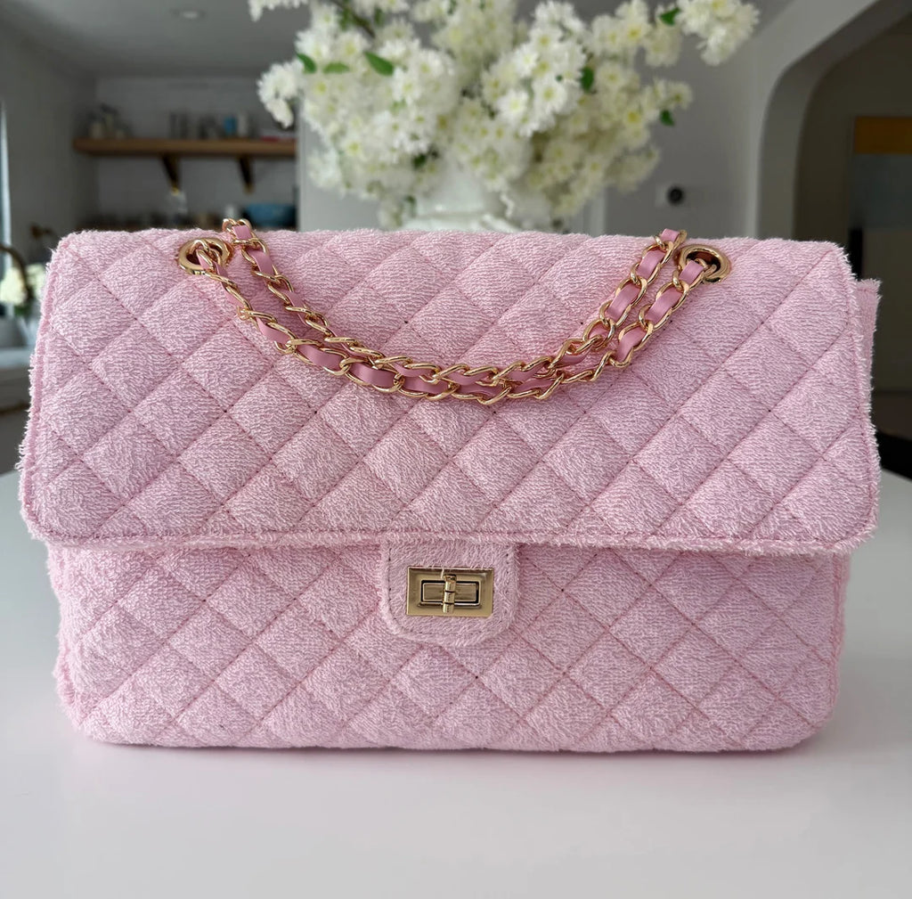 Shoreline Terry Cloth Shoulder Bag Medium - Blush Pink