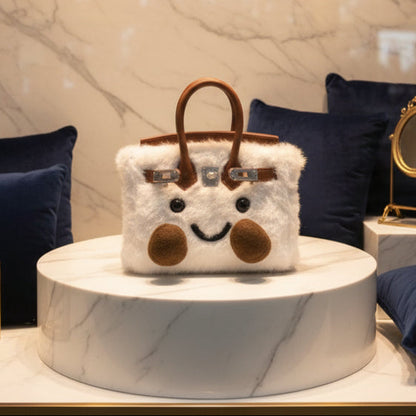 Snow Fluffy Meadow Teddy Fur Tote (Classic Silhouette)