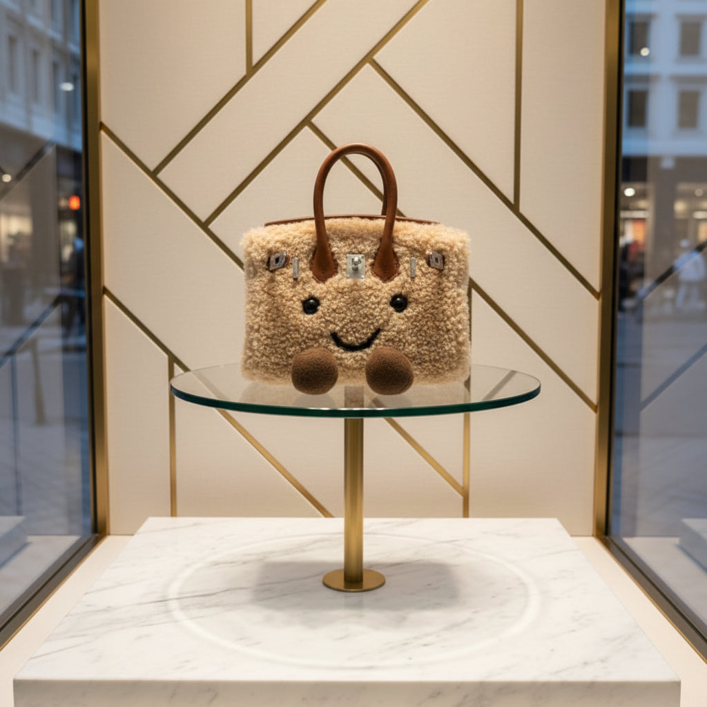 Whimsical Luxury Meadow Teddy Sherpa Bag with Cute Feet