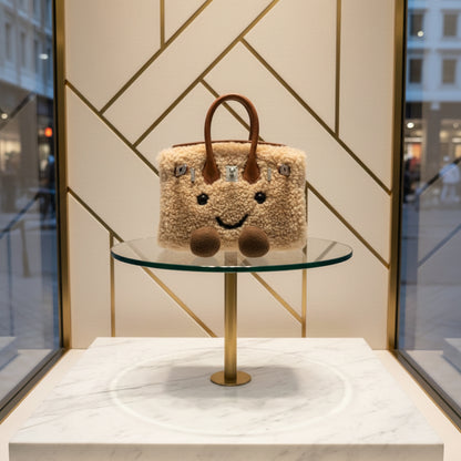 Whimsical Luxury Meadow Teddy Sherpa Bag with Cute Feet