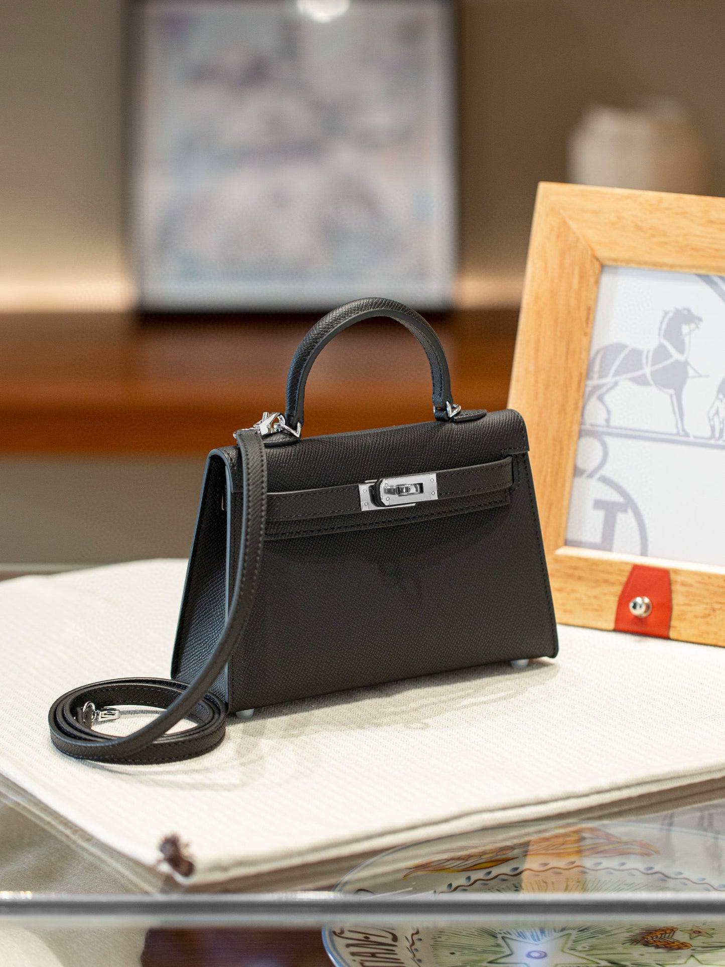 kelly bag black silver hardware-100% cowhide