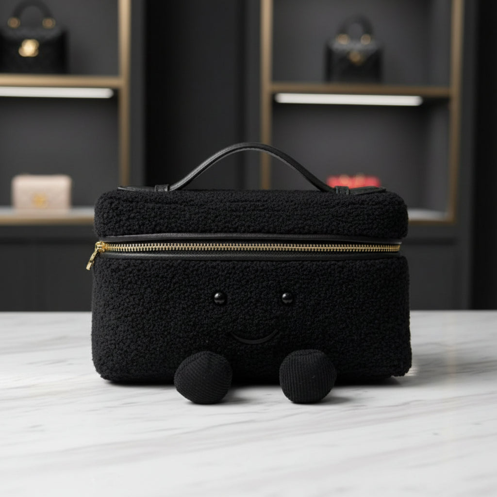 "Noir Cozy" Luxury Sherpa Camera Bag & Travel Vanity Case