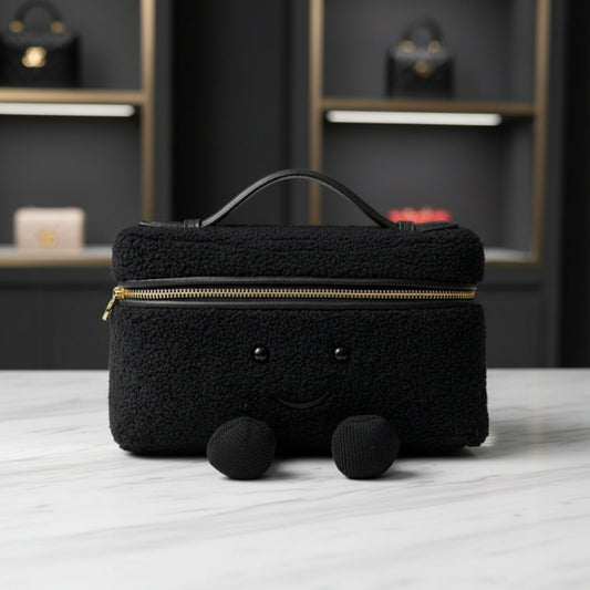 "Noir Cozy" Luxury Sherpa Camera Bag & Travel Vanity Case