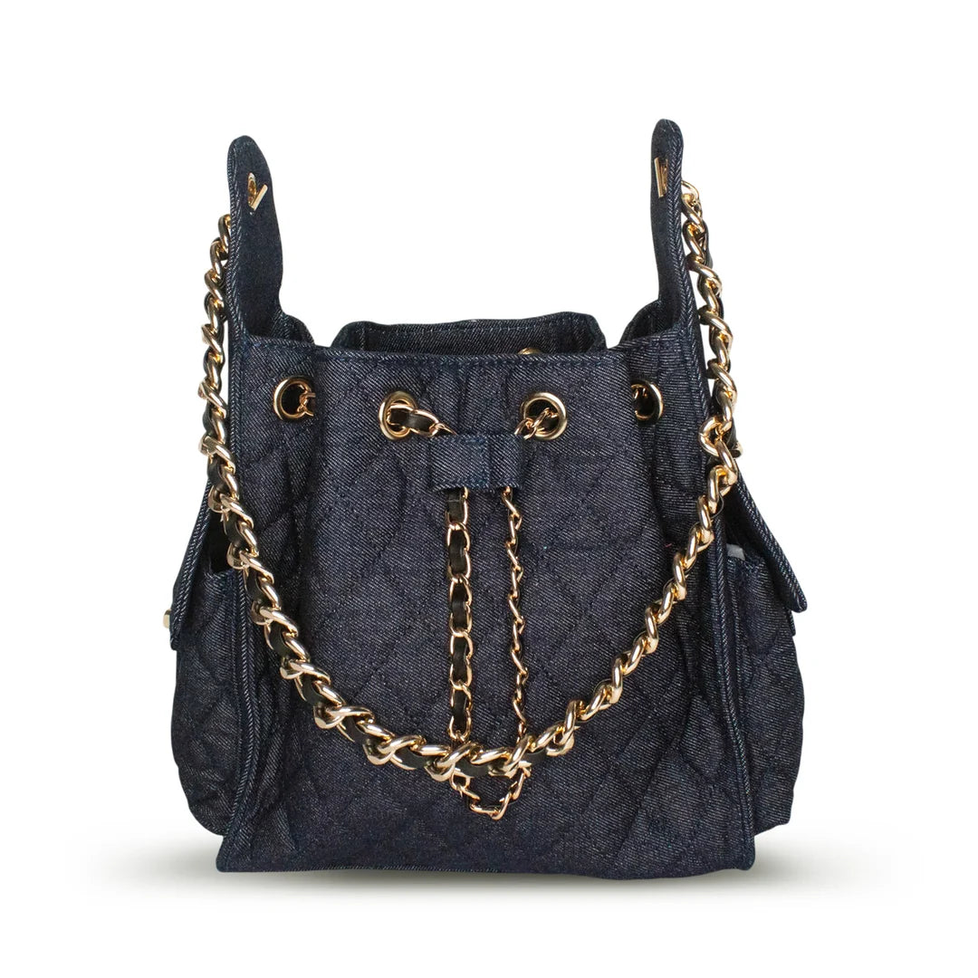 Bayshore Terry Cloth Bucket Bag Small - Dark Wash Denim