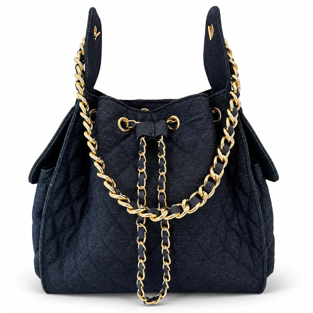 Bayshore Terry Cloth Bucket Bag Medium - Dark Wash Denim