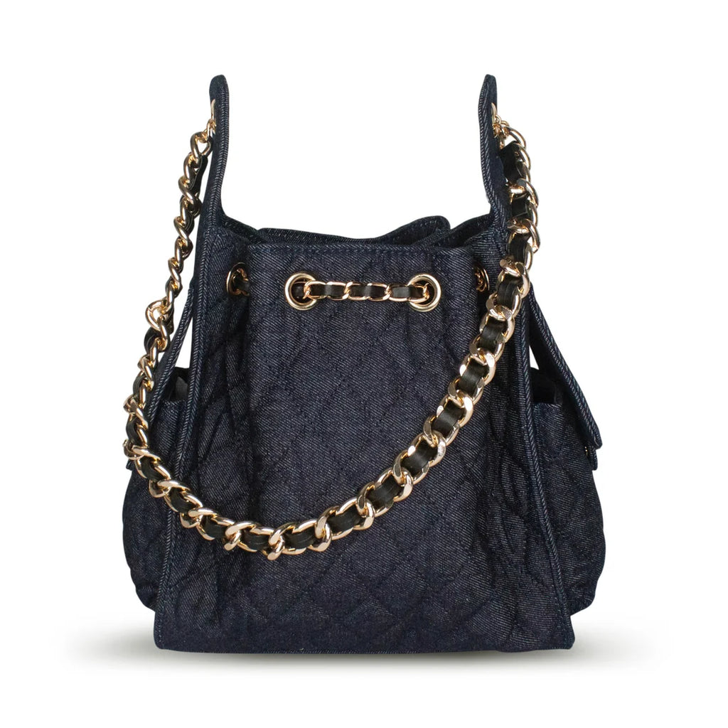 Bayshore Terry Cloth Bucket Bag Small - Dark Wash Denim