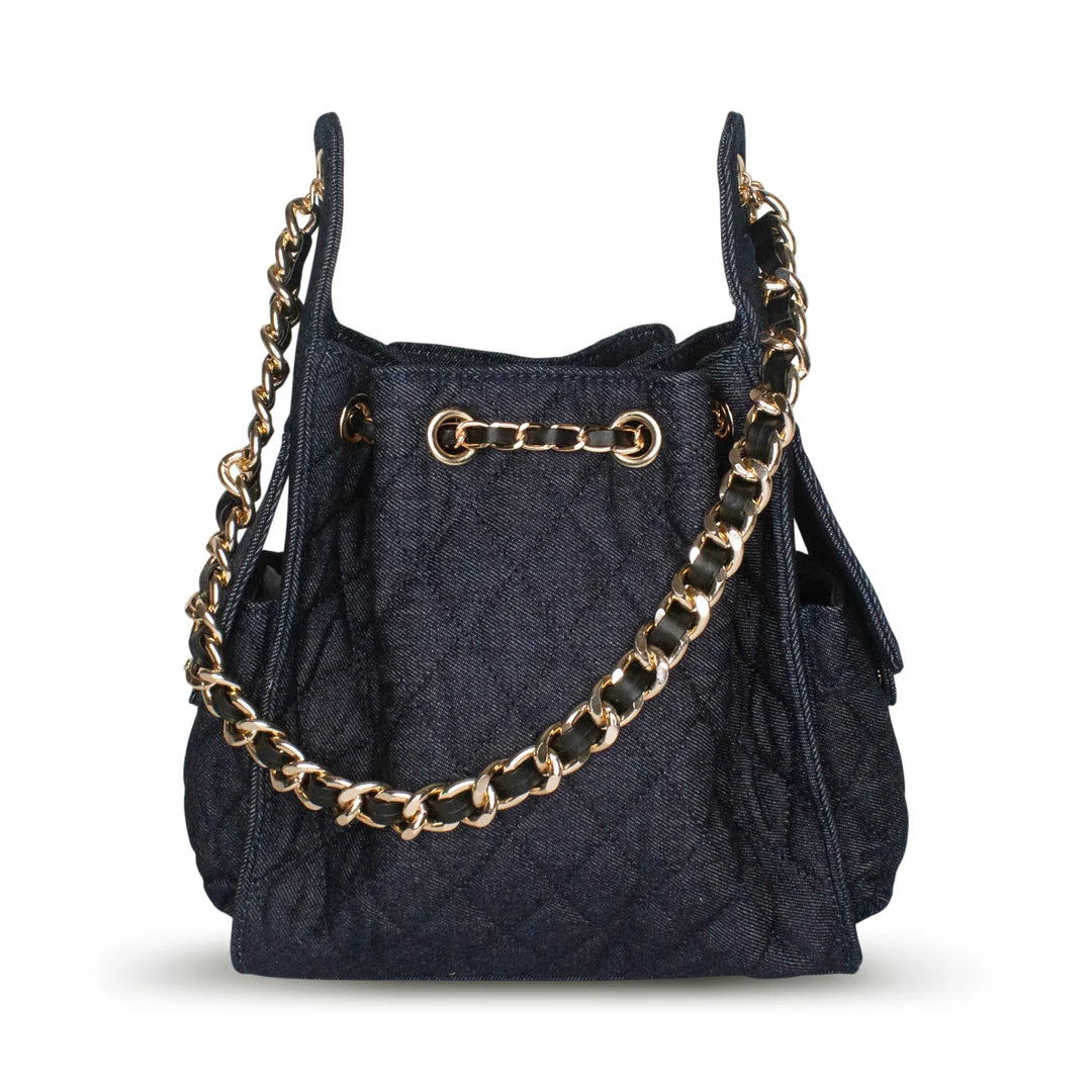 Bayshore Terry Cloth Bucket Bag Small - Dark Wash Denim
