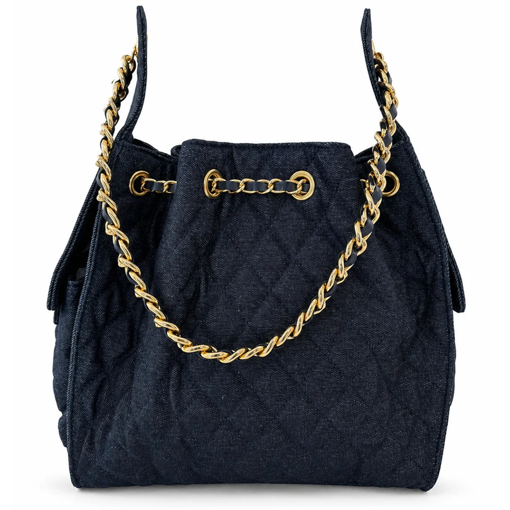 Bayshore Terry Cloth Bucket Bag Medium - Dark Wash Denim