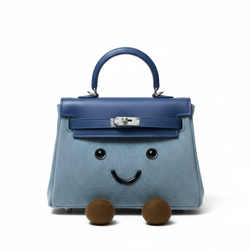 Classic Denim Fluff Bag-ready stock
