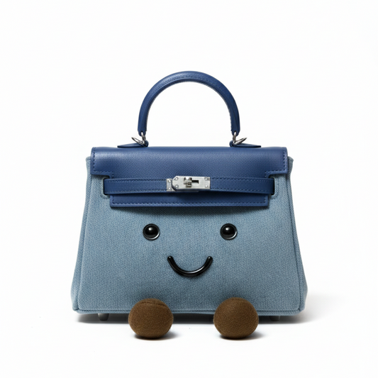 Classic Denim Fluff Bag-ready stock