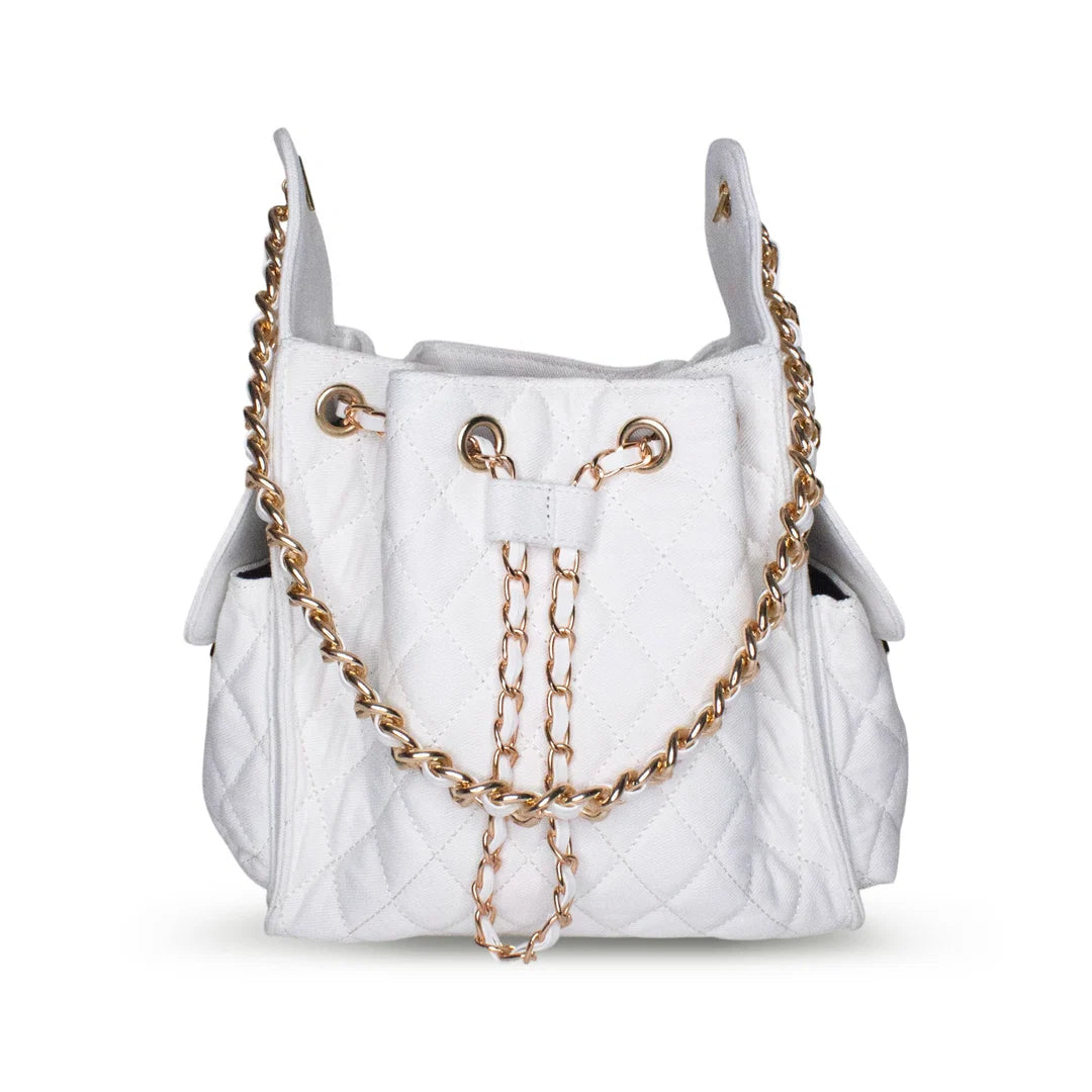 Bayshore Terry Cloth Bucket Bag - White Denim