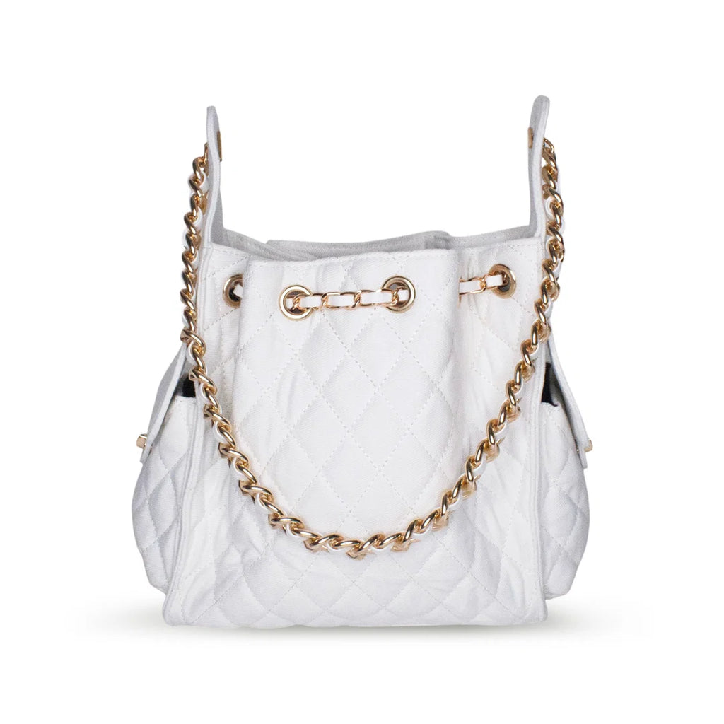 Bayshore Terry Cloth Bucket Bag - White Denim