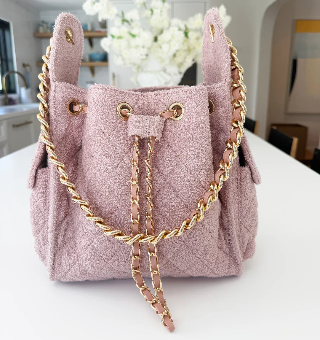 Bayshore Terry Cloth Bucket Bag Small - Dusty Rose