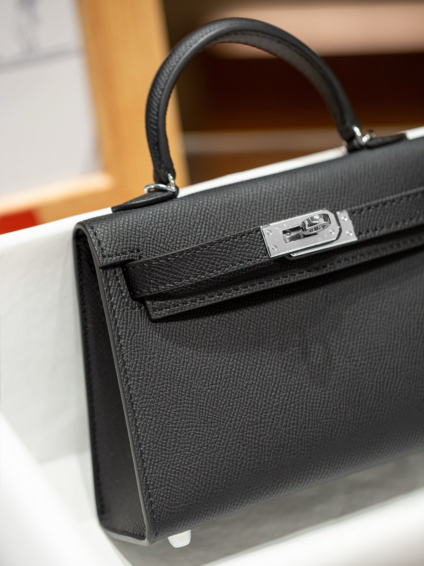kelly bag black silver hardware-100% cowhide