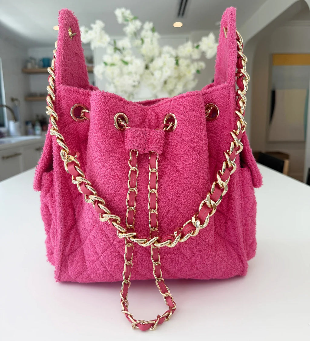 Bayshore Terry Cloth Bucket Bag Small - Fuchsia