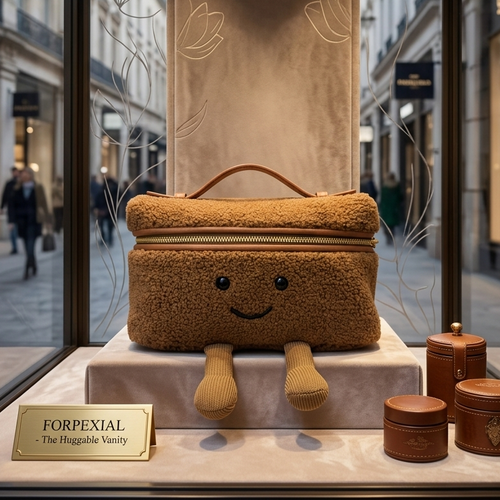 "Chestnut Feet" Fluffy Vanity Bag – Whimsical Luxury Sherpa Pouch