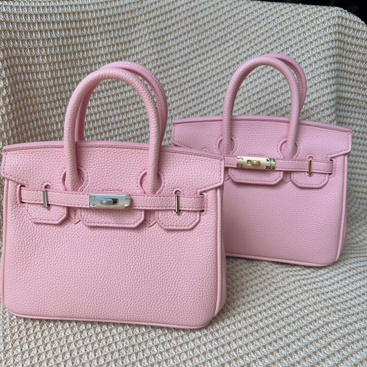 Birk Bag 🌸pink gold/silver detail-20cm
