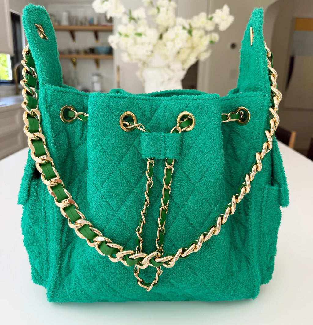 Bayshore Terry Cloth Bucket Bag Small - Kelly Green