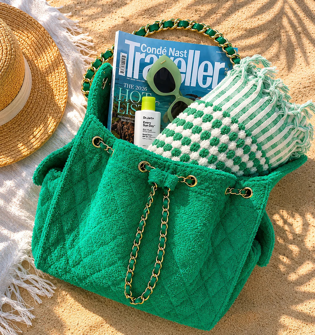Bayshore Terry Cloth Bucket Bag Medium - Kelly Green
