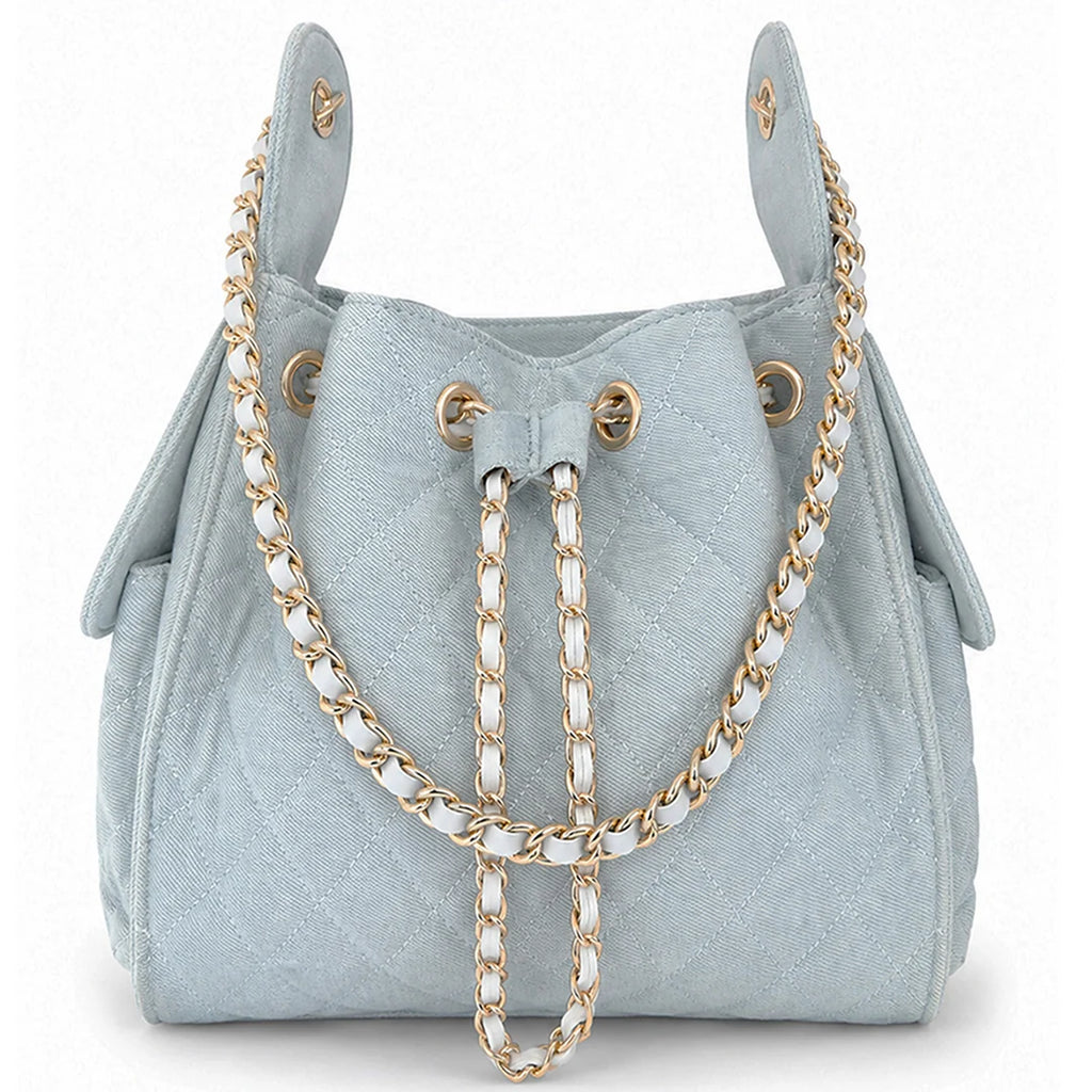 Bayshore Terry Cloth Bucket Bag Medium - Light Wash Denim