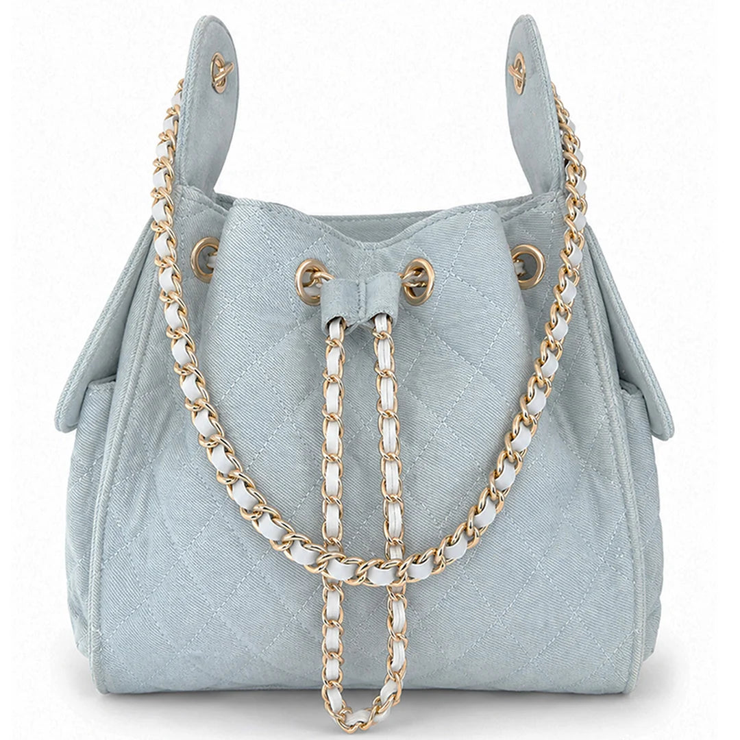 Bayshore Terry Cloth Bucket Bag Medium -Light Wash Denim