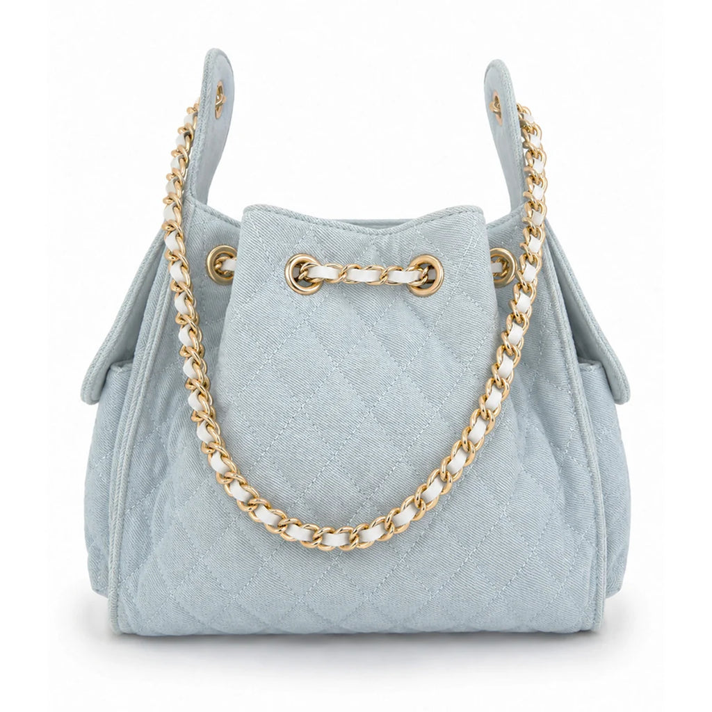 Bayshore Terry Cloth Bucket Bag Small - Light Wash Denim