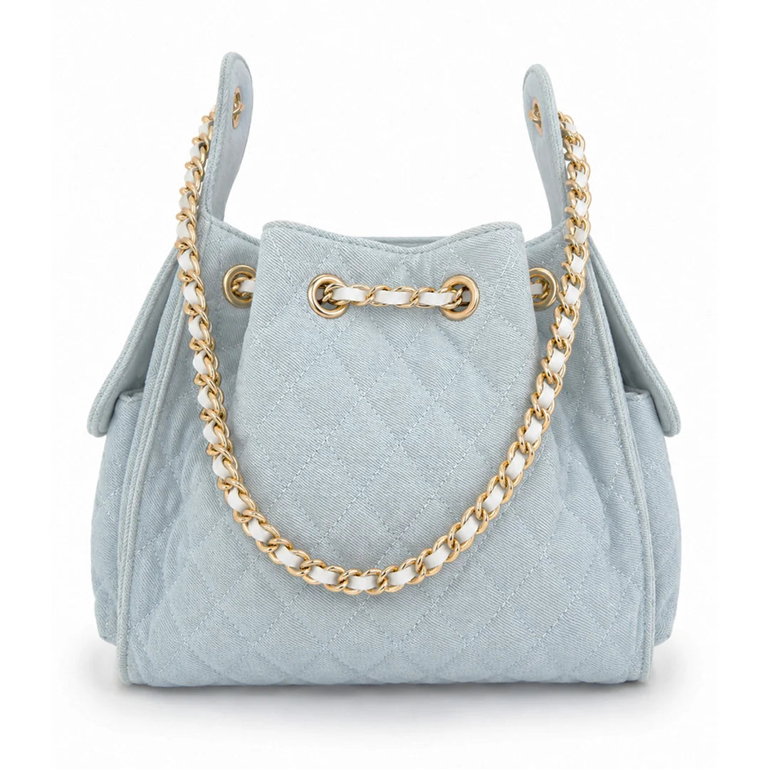 Bayshore Terry Cloth Bucket Bag Medium -Light Wash Denim