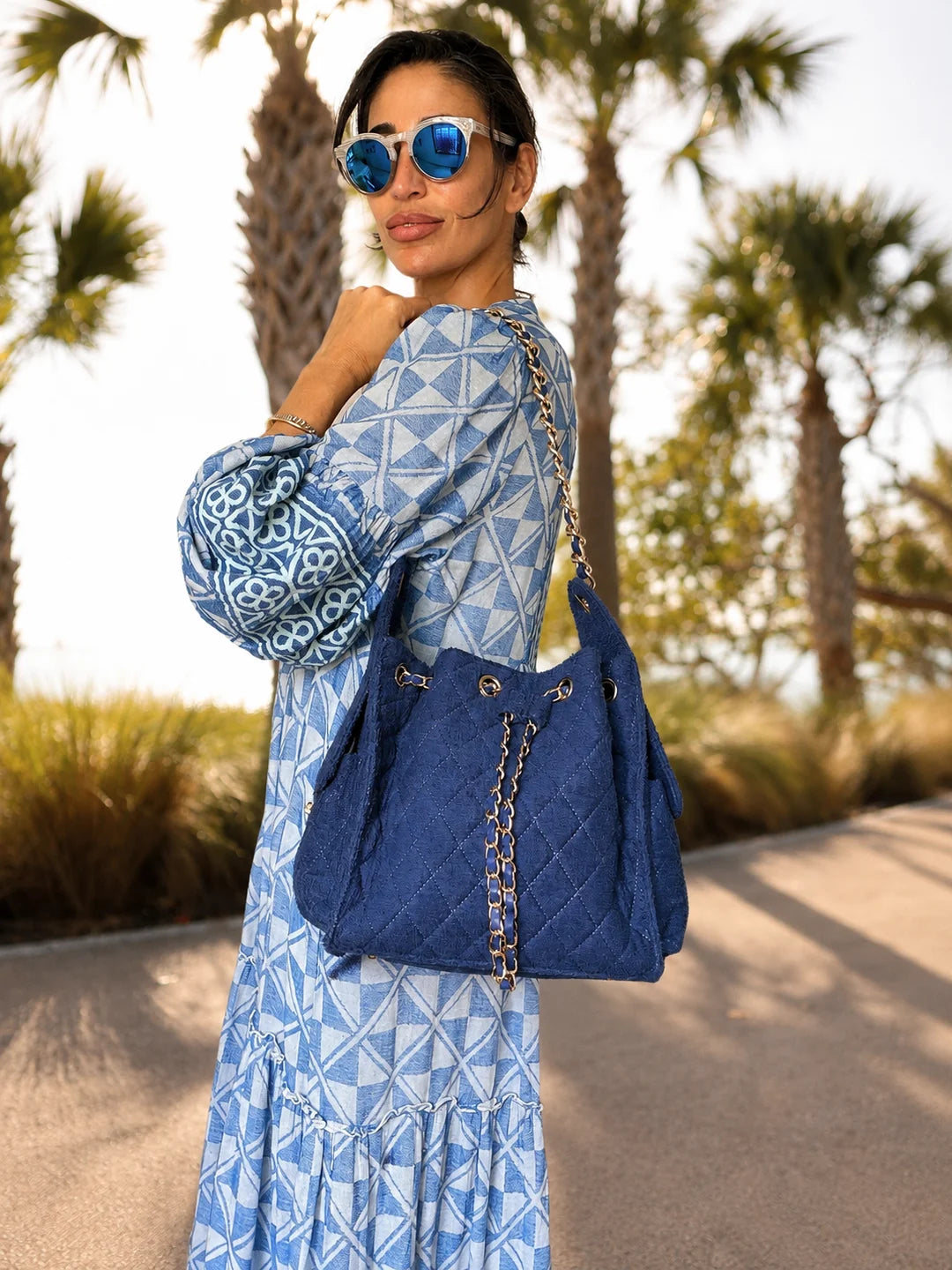 Bayshore Terry Cloth Bucket Bag Small - Navy