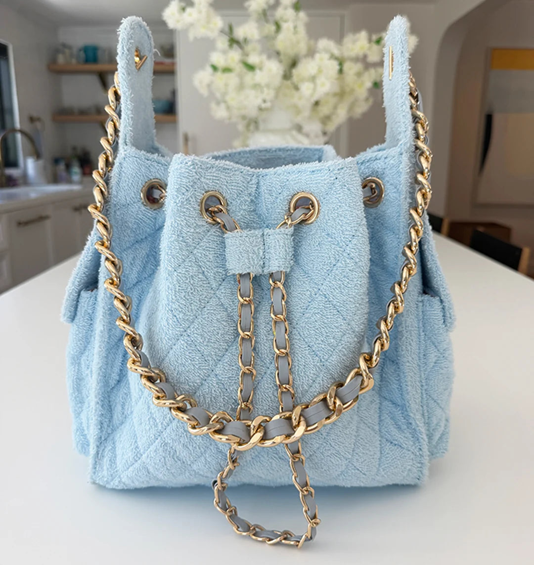 Bayshore Terry Cloth Bucket Bag Small - Powder Blue
