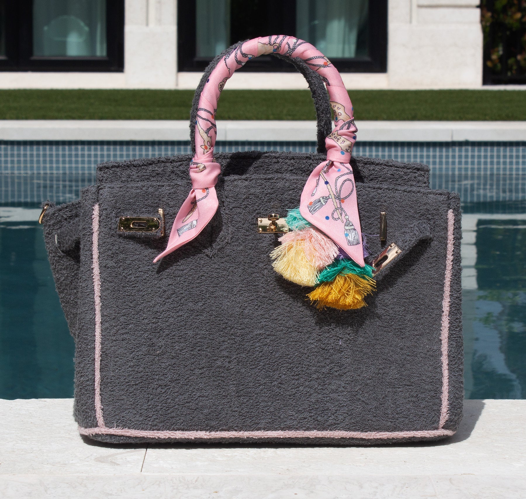 Seaside Terrycloth Tote - SLATEGREY