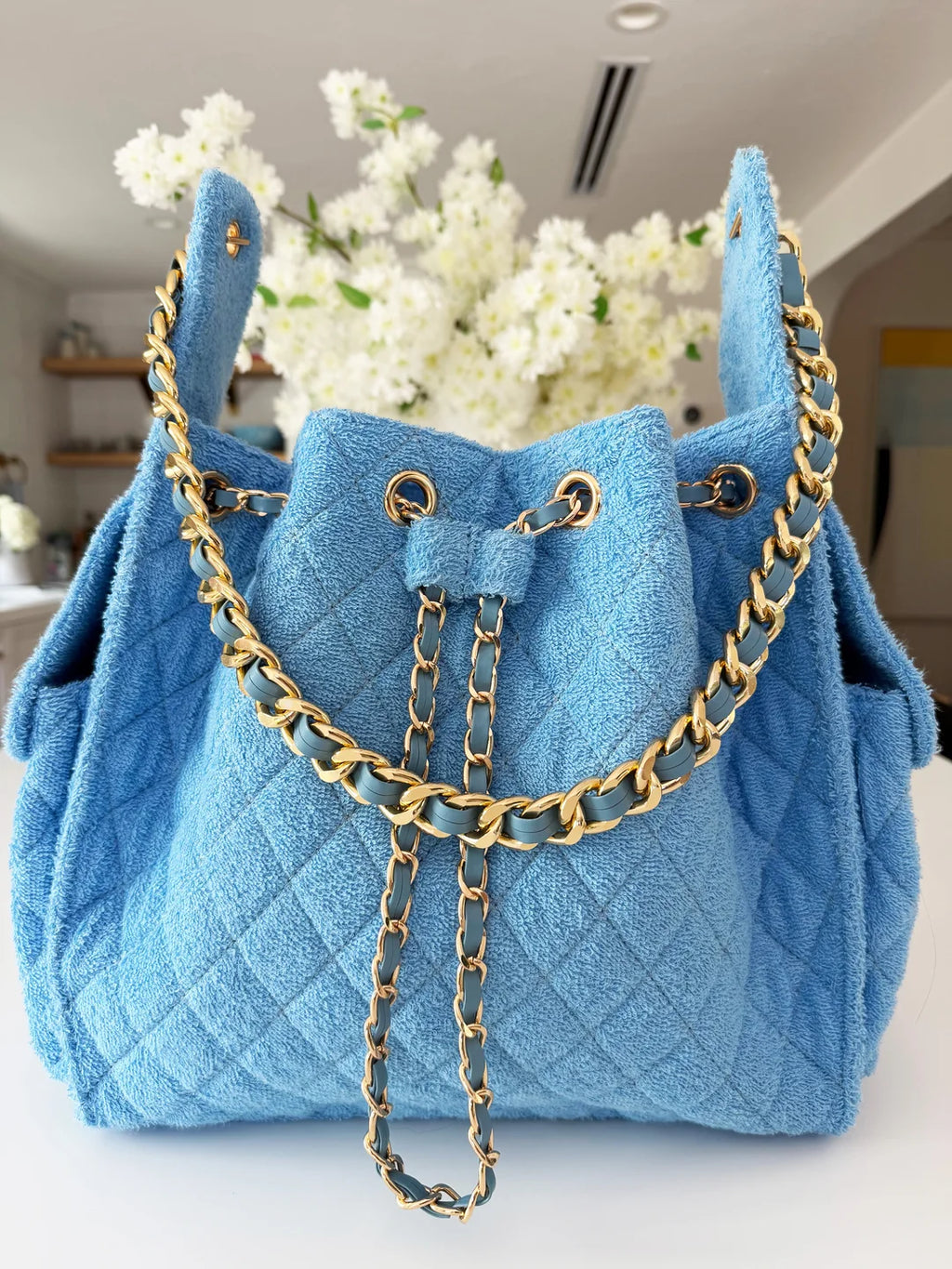 Bayshore Terry Cloth Bucket Bag Medium - Sky Blue
