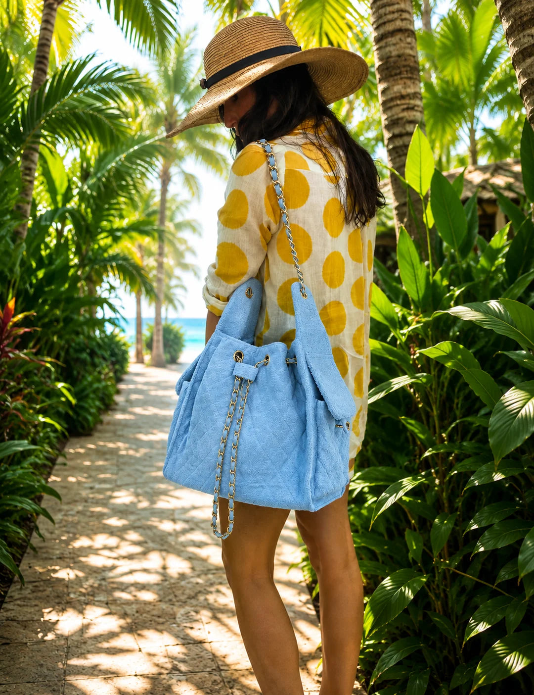 Bayshore Terry Cloth Bucket Bag Medium - Sky Blue