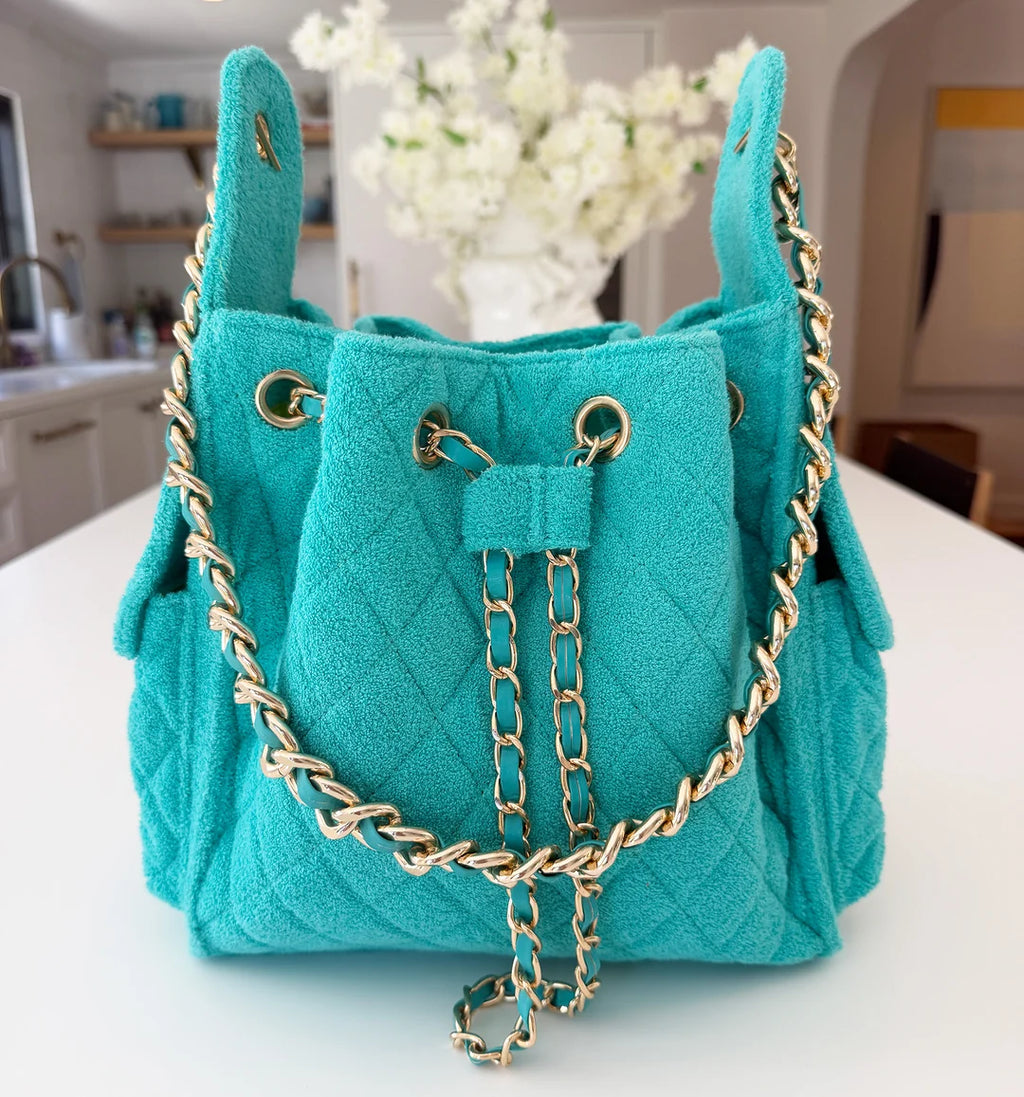 Bayshore Terry Cloth Bucket Bag Small - Turquoise