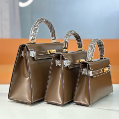 Bag Kelly taupe bright leather 19/22/25cm