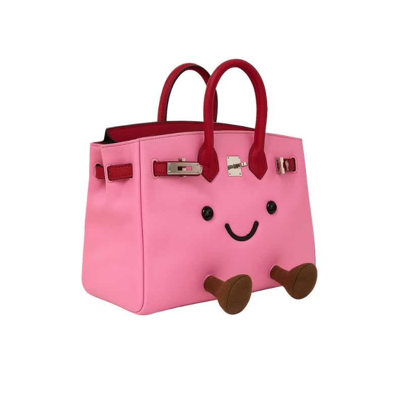Classic leather pink-colored handbag