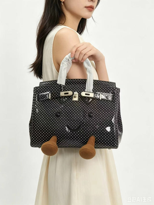 Retro French Polka Dot Fluffy Meadow Tote (Classic Silhouette)