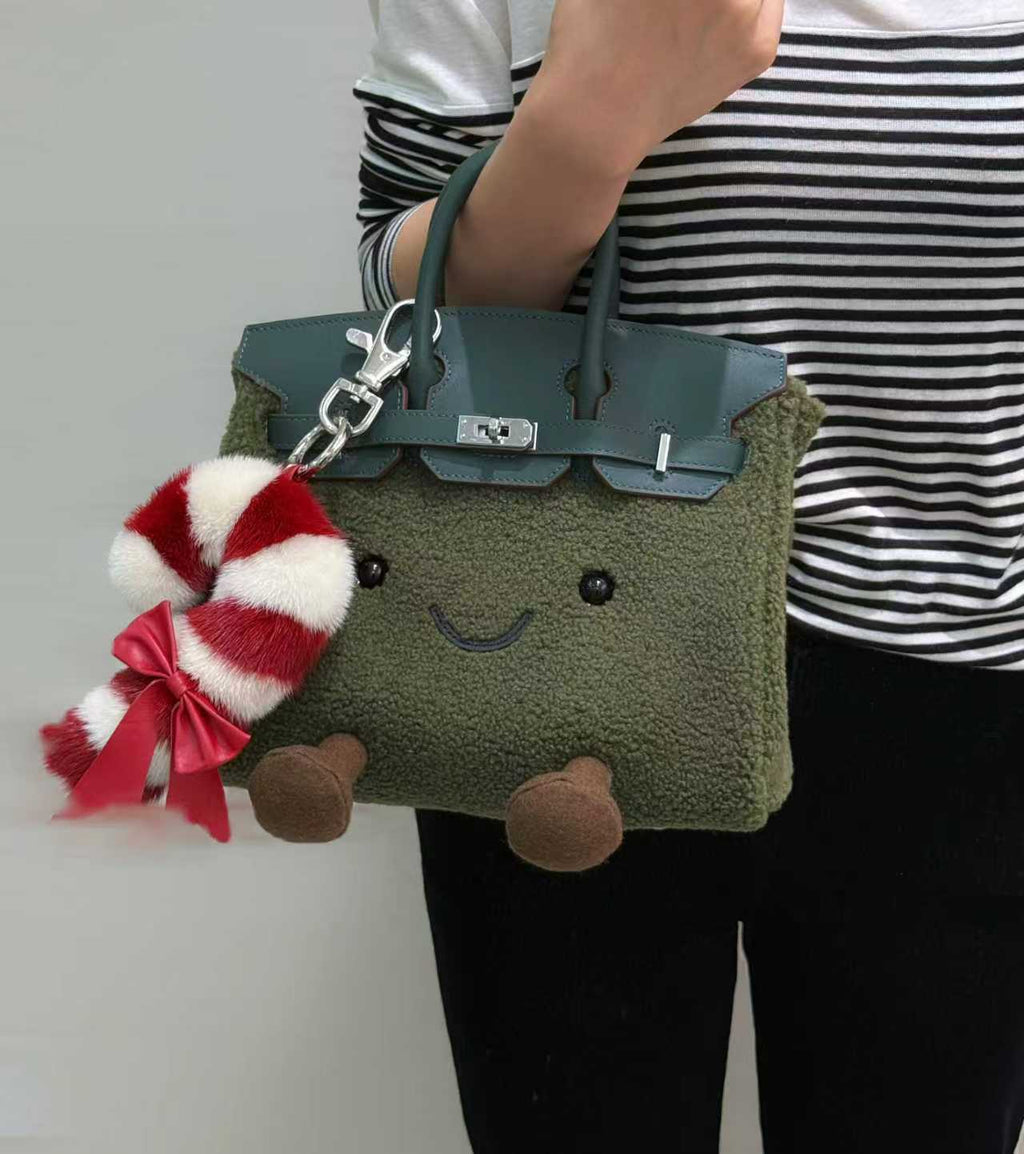 British Retro Moss Sherpa Tote (Classic Silhouette)