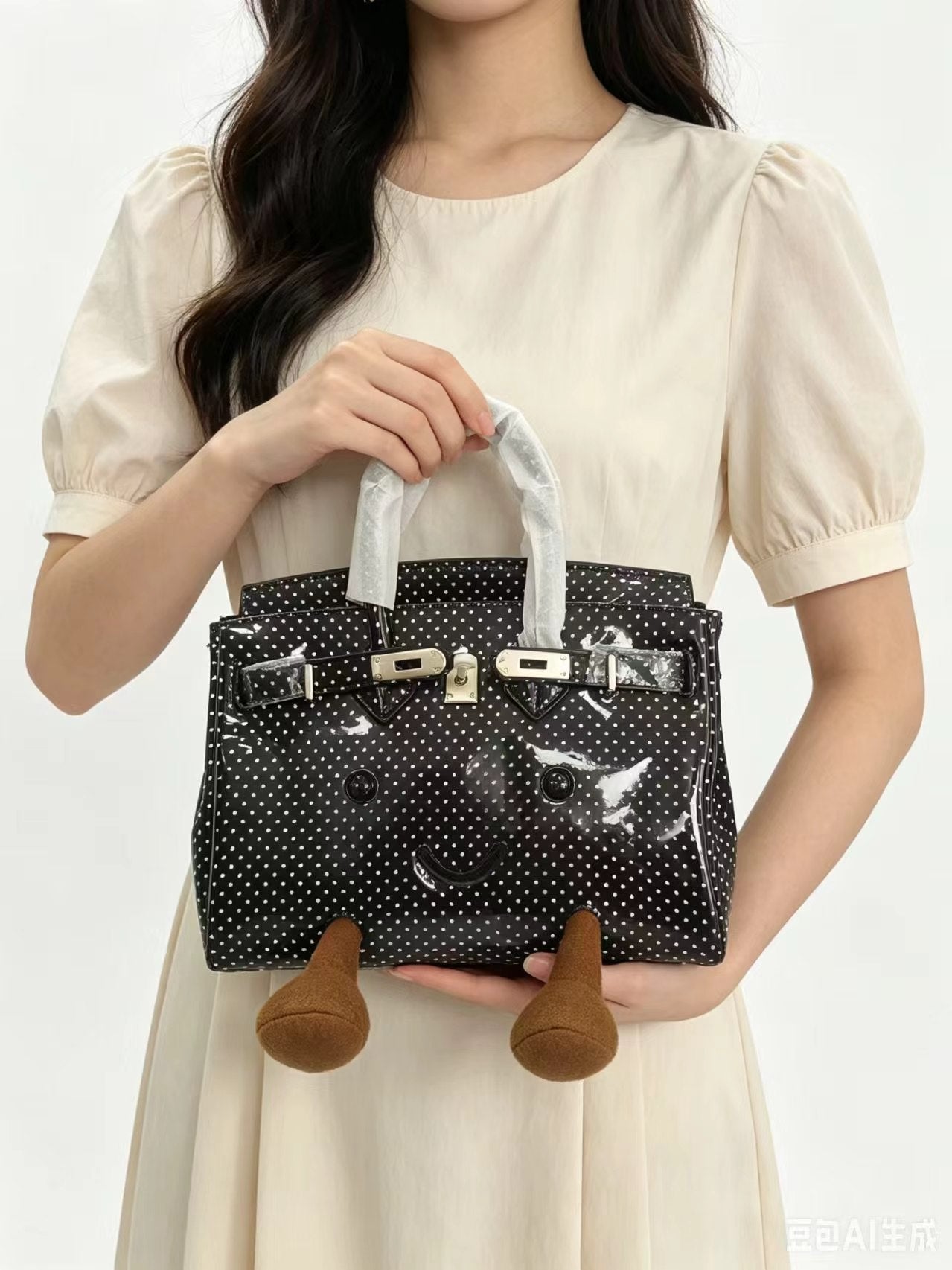Retro French Polka Dot Fluffy Meadow Tote (Classic Silhouette)