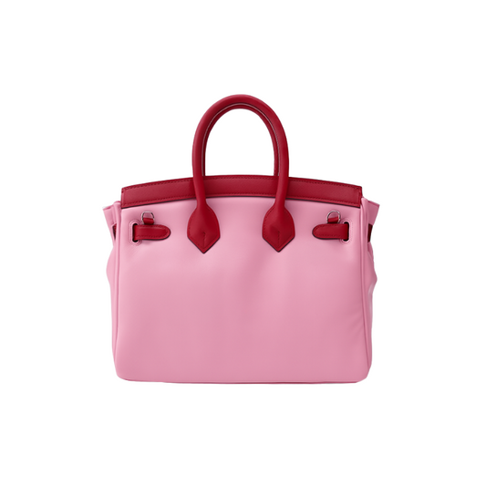 Classic leather pink-colored handbag